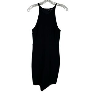 Express Black Ribbed High Neck Asymmetrical Hem Bodycon Dress LBD Party Size 6